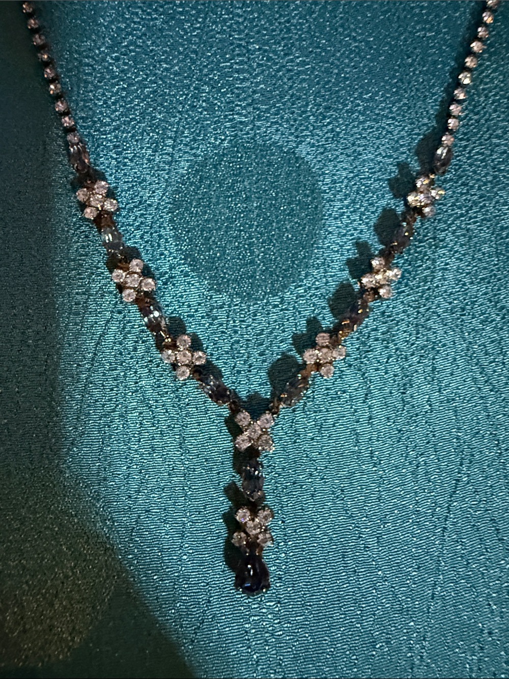 Sapphire-Accented Floral Drop Necklace - Women Jewelry